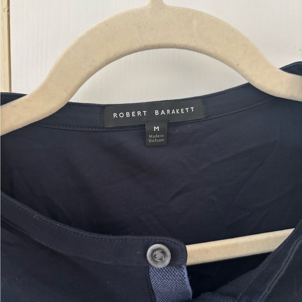 Robert Barakett Pima Cotton Henley Long Sleeve Men M Quiet Luxury Minimalist - Picture 3 of 11